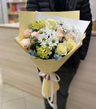 Букет цветов из:  Альстромерии, Розы и Хризантемы в Кожевниково