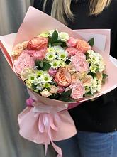 Букет цветов из:  Гвоздики, Розы и Хризантемы в Кожевниково