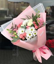 Букет цветов из:  Розы, Лизиантусы и Хризантемы в Кожевниково